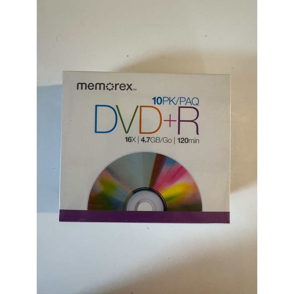 Memorex 10 Pack DVD+R 4.7GB 120min 16X Recordable Discs with Slim Jewel Cases